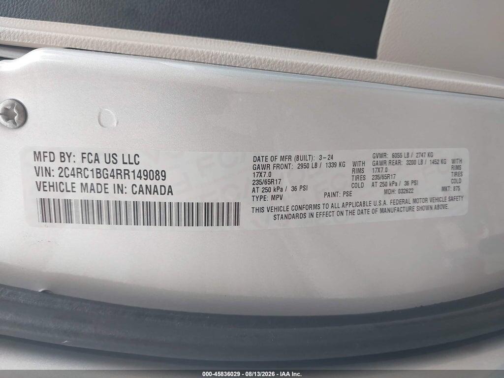 2C4RC1BG4RR149089 2024 CHRYSLER PACIFICA photo no. 9