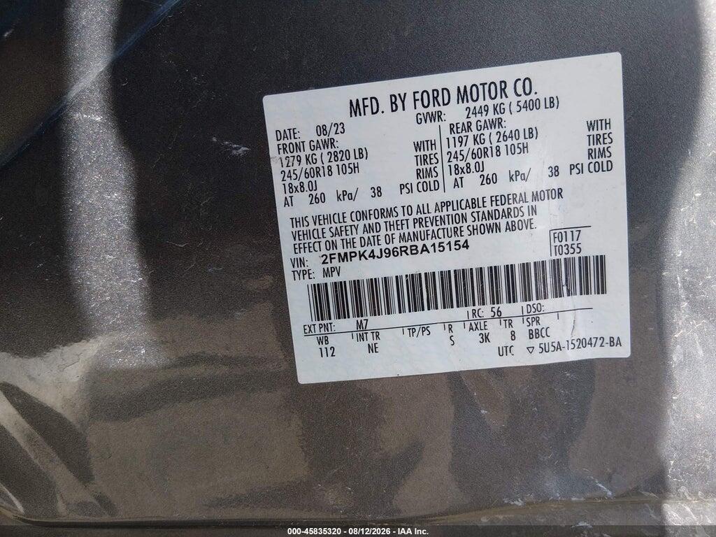 2FMPK4J96RBA15154 2024 FORD EDGE photo no. 9