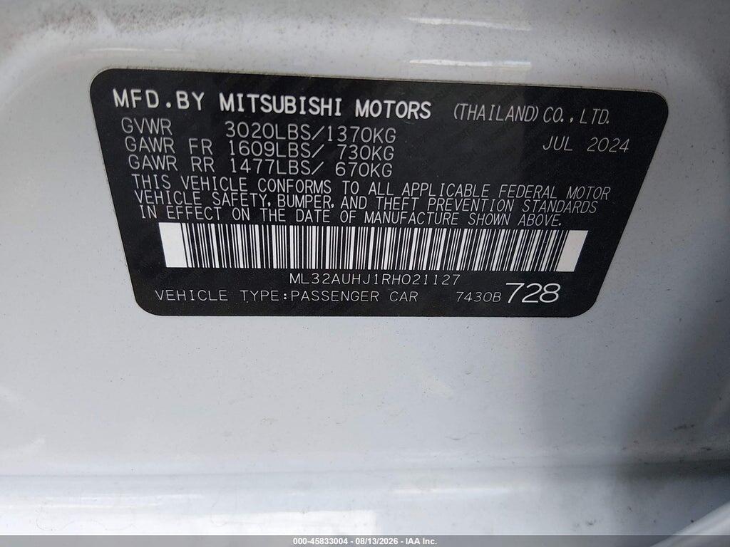 ML32AUHJ1RH021127 2024 MITSUBISHI MIRAGE photo no. 9