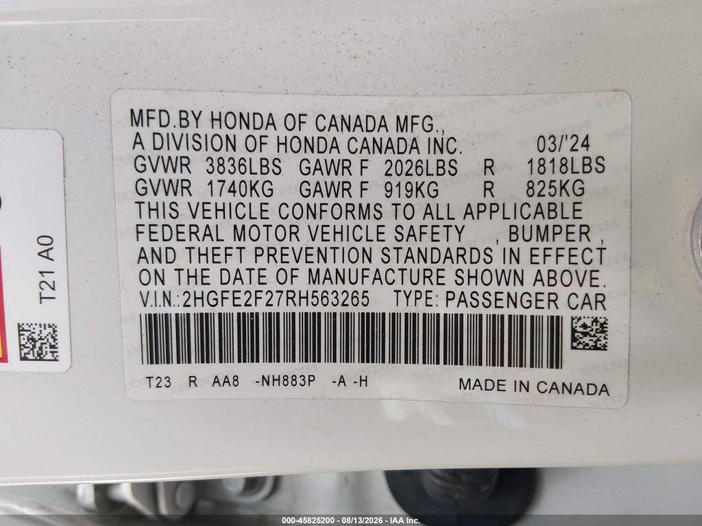 2HGFE2F27RH563265 2024 HONDA CIVIC photo no. 9