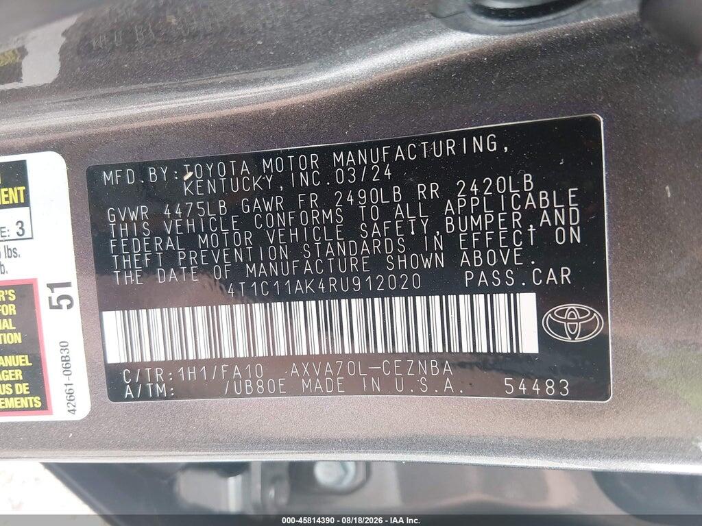 4T1C11AK4RU912020 2024 TOYOTA CAMRY photo no. 9