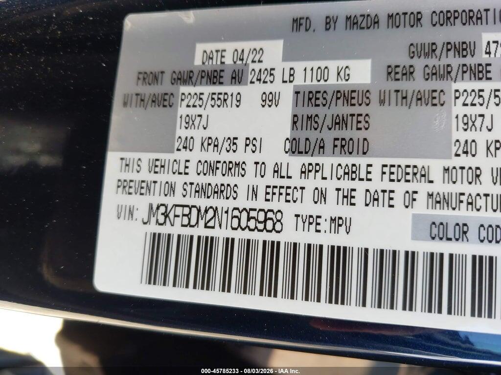 JM3KFBDM2N1605968 2022 MAZDA CX-5 photo no. 9