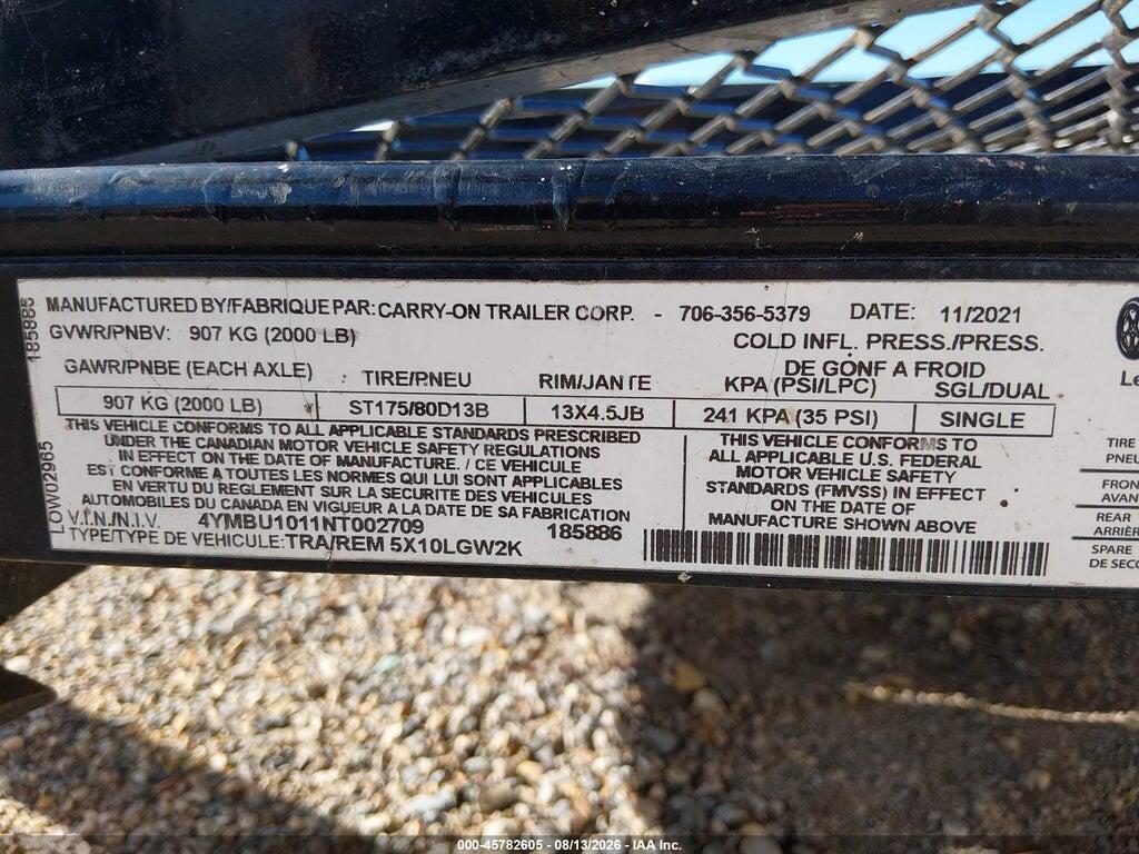 4YMBU1011NT002709 2022 CARRY-ON UTILITY TRAILER photo no. 9