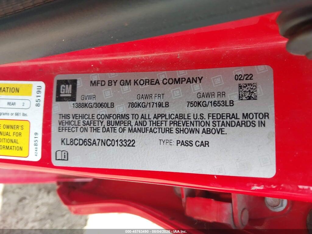 KL8CD6SA7NC013322 2022 CHEVROLET SPARK photo no. 9
