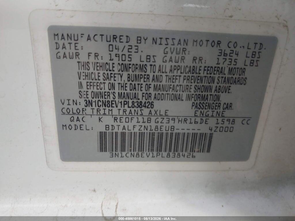3N1CN8EV1PL838426 2023 NISSAN VERSA photo no. 9