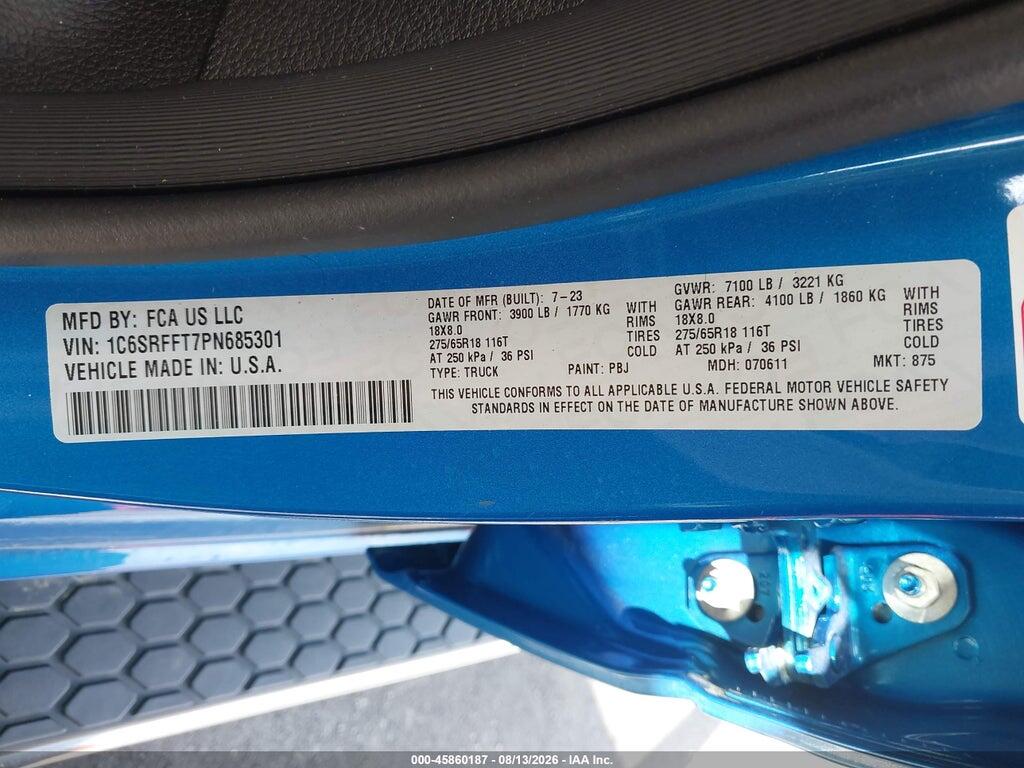 1C6SRFFT7PN685301 2023 RAM 1500 photo no. 9