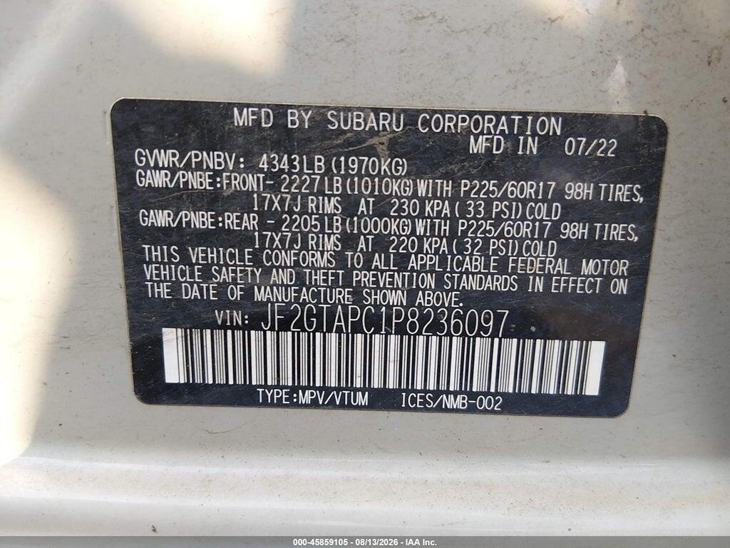 JF2GTAPC1P8236097 2023 SUBARU CROSSTREK photo no. 9