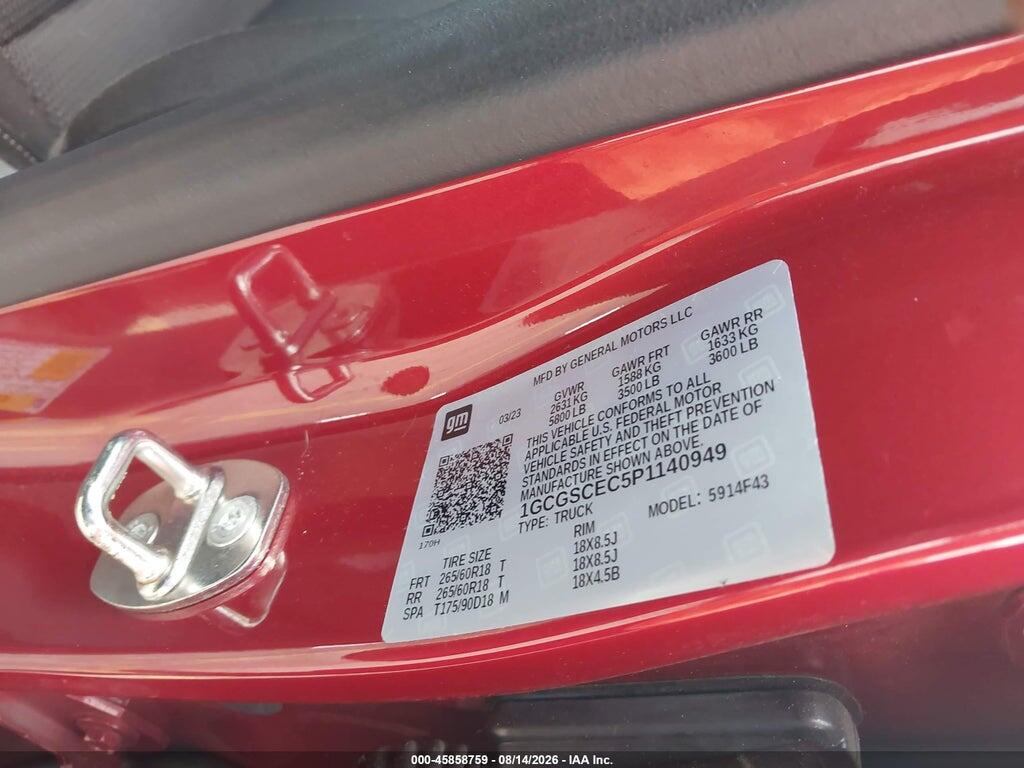 1GCGSCEC5P1140949 2023 CHEVROLET COLORADO photo no. 9