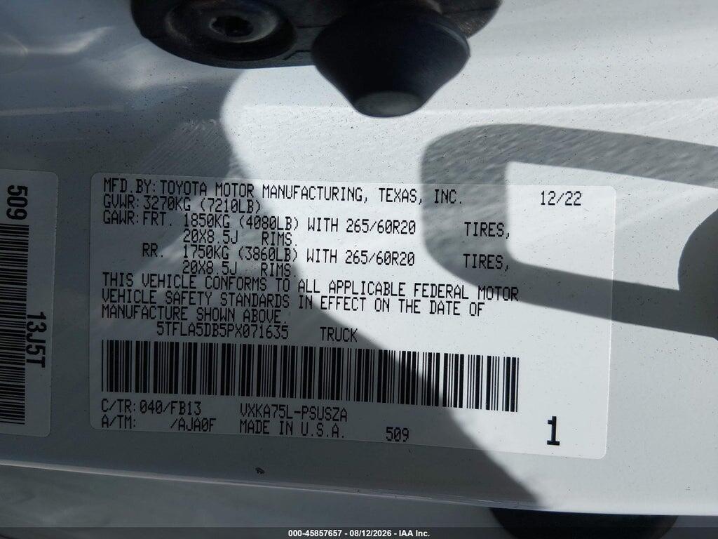 5TFLA5DB5PX071635 2023 TOYOTA TUNDRA photo no. 9