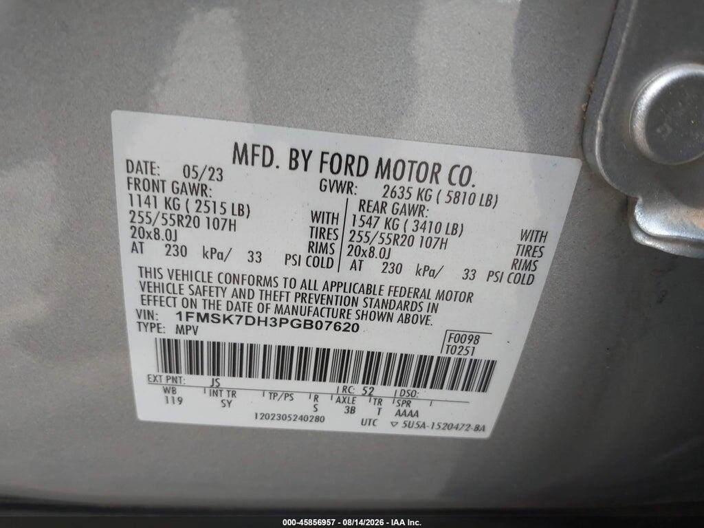 1FMSK7DH3PGB07620 2023 FORD EXPLORER photo no. 9