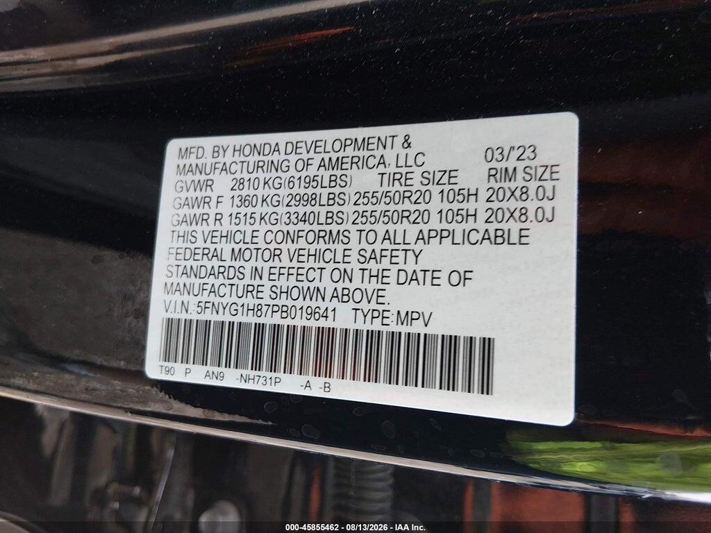 5FNYG1H87PB019641 2023 HONDA PILOT photo no. 9