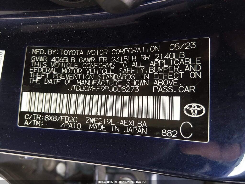 JTDBCMFE9PJ008273 2023 TOYOTA COROLLA photo no. 9