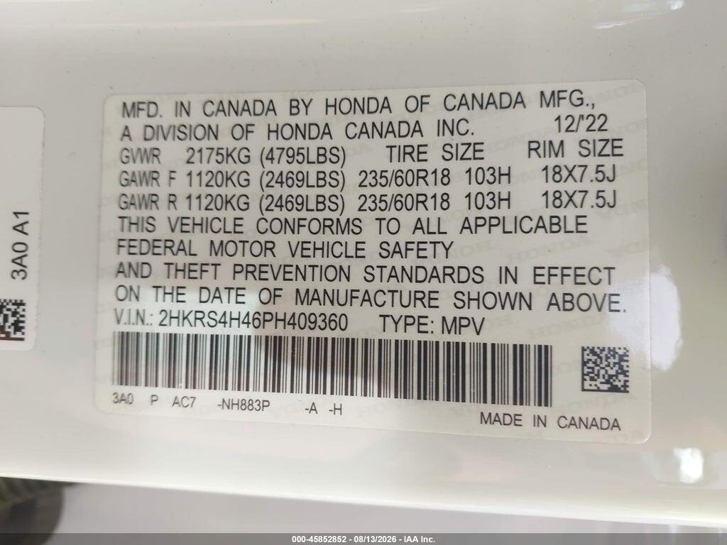 2HKRS4H46PH409360 2023 HONDA CR-V photo no. 9