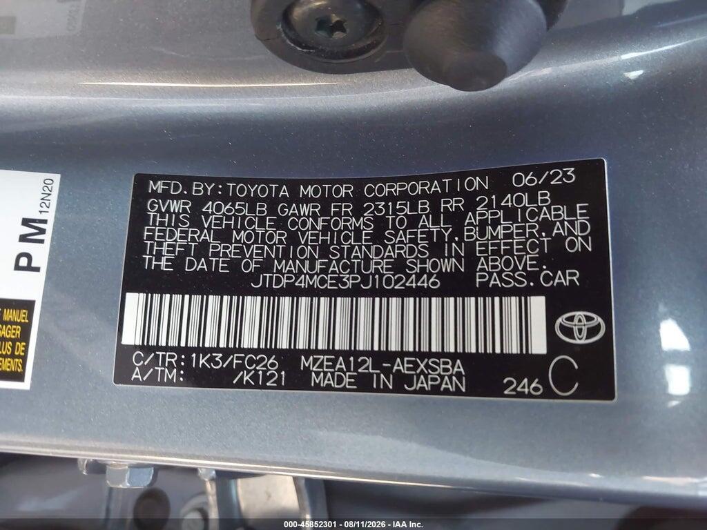 JTDP4MCE3PJ102446 2023 TOYOTA COROLLA photo no. 9