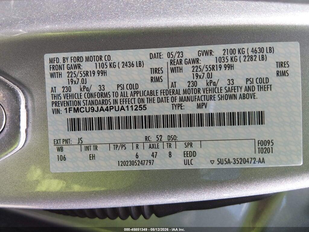 1FMCU9JA4PUA11255 2023 FORD ESCAPE photo no. 9