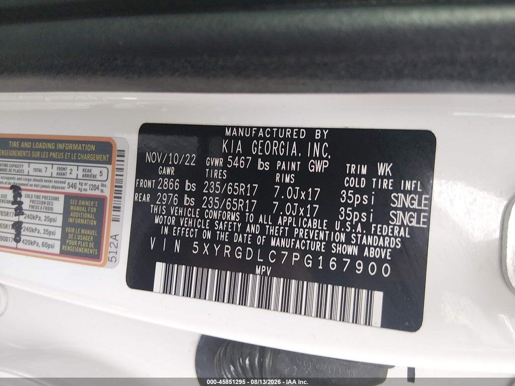 5XYRGDLC7PG167900 2023 KIA SORENTO photo no. 9