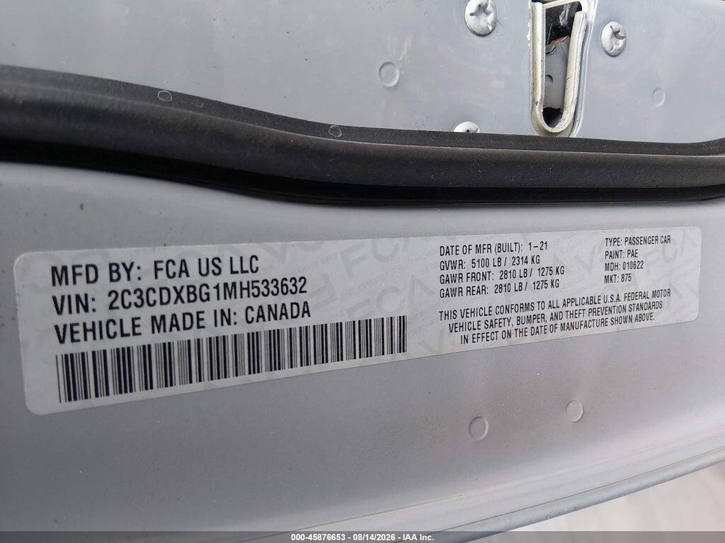 2C3CDXBG1MH533632 2021 DODGE CHARGER photo no. 9