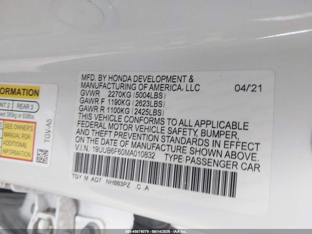 19UUB6F60MA010832 2021 ACURA TLX photo no. 9