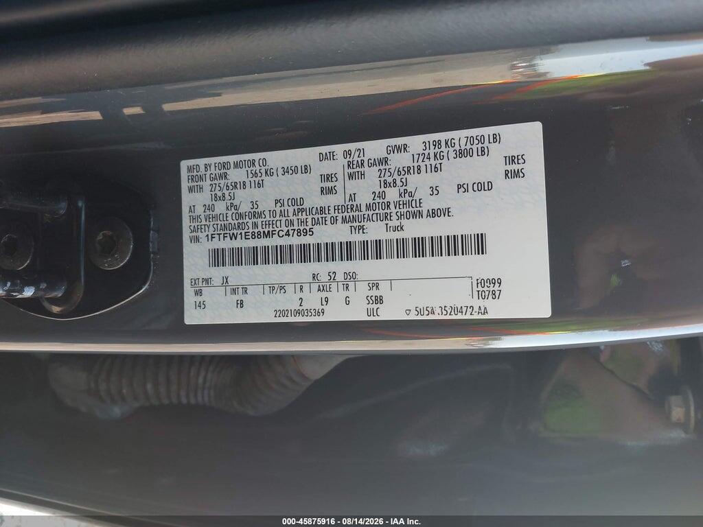1FTFW1E88MFC47895 2021 FORD F-150 photo no. 9