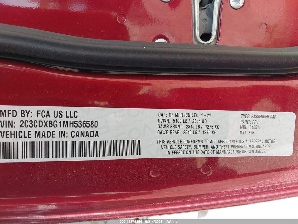 2C3CDXBG1MH536580 2021 DODGE CHARGER photo no. 9