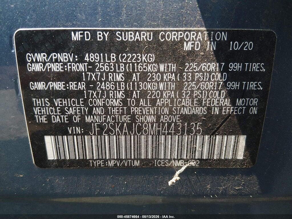 JF2SKAJC8MH443135 2021 SUBARU FORESTER photo no. 9