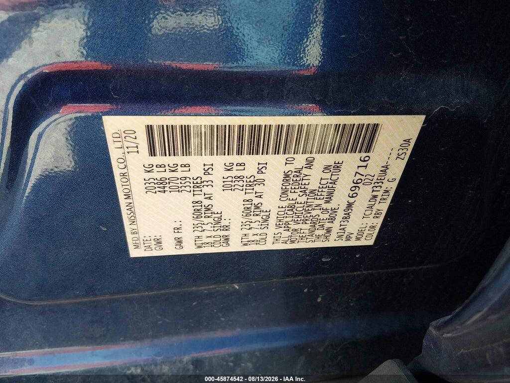 5N1AT3BA9MC696716 2021 NISSAN ROGUE photo no. 9