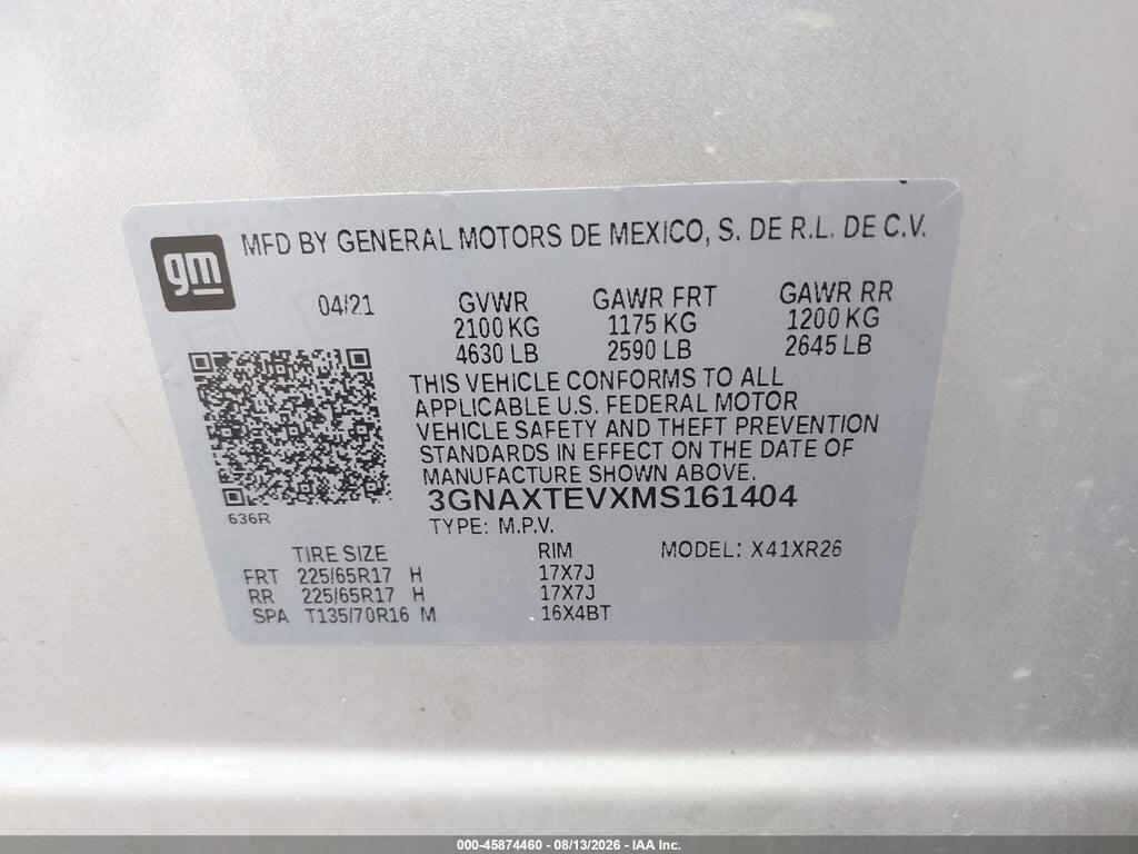 3GNAXTEVXMS161404 2021 CHEVROLET EQUINOX photo no. 9