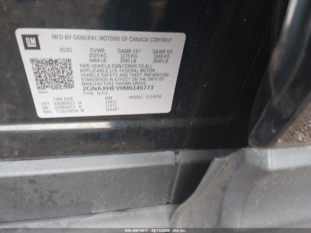 2GNAXHEV0M6145773 2021 CHEVROLET EQUINOX photo no. 9