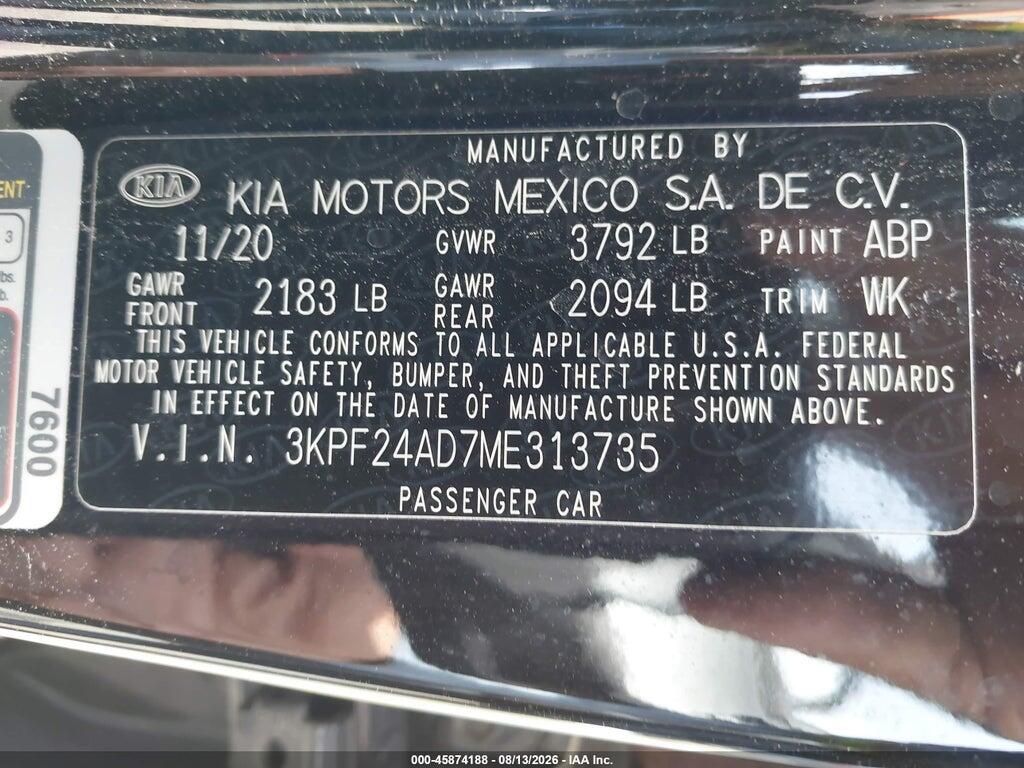 3KPF24AD7ME313735 2021 KIA FORTE photo no. 9