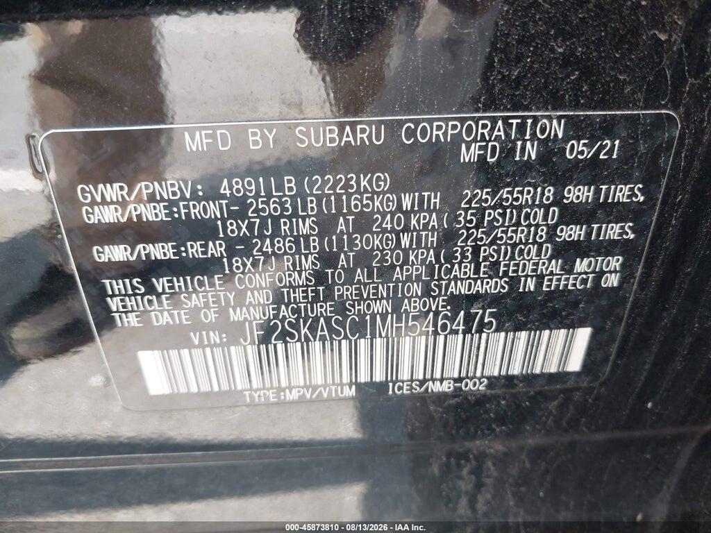 JF2SKASC1MH546475 2021 SUBARU FORESTER photo no. 9