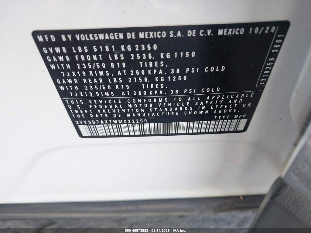3VV3B7AX7MM022299 2021 VOLKSWAGEN TIGUAN photo no. 9