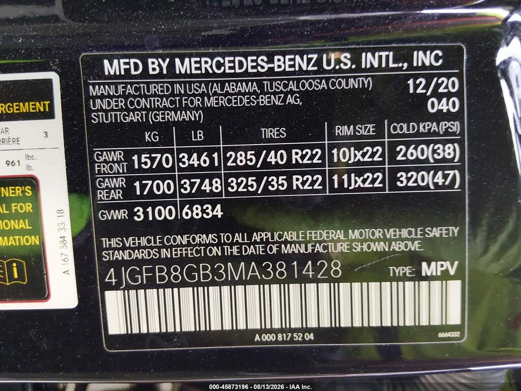 4JGFB8GB3MA381428 2021 MERCEDES-BENZ GLE 580 photo no. 9