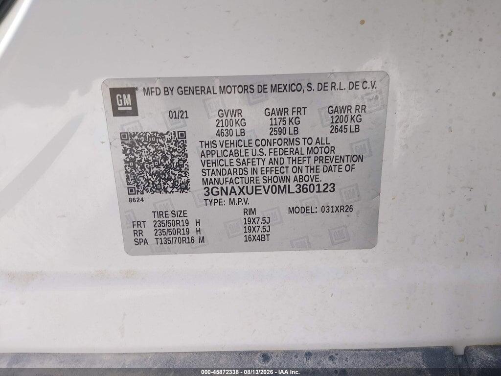 3GNAXUEV0ML360123 2021 CHEVROLET EQUINOX photo no. 9