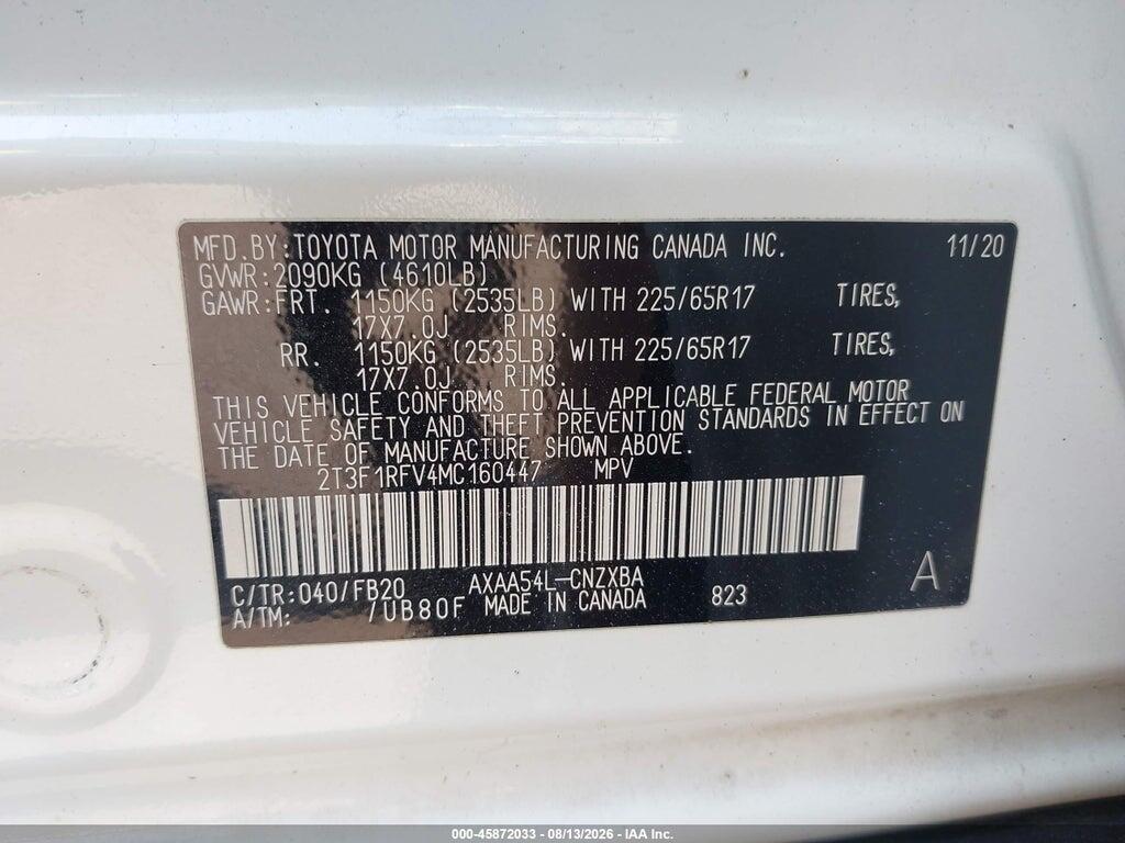 2T3F1RFV4MC160447 2021 TOYOTA RAV4 photo no. 9