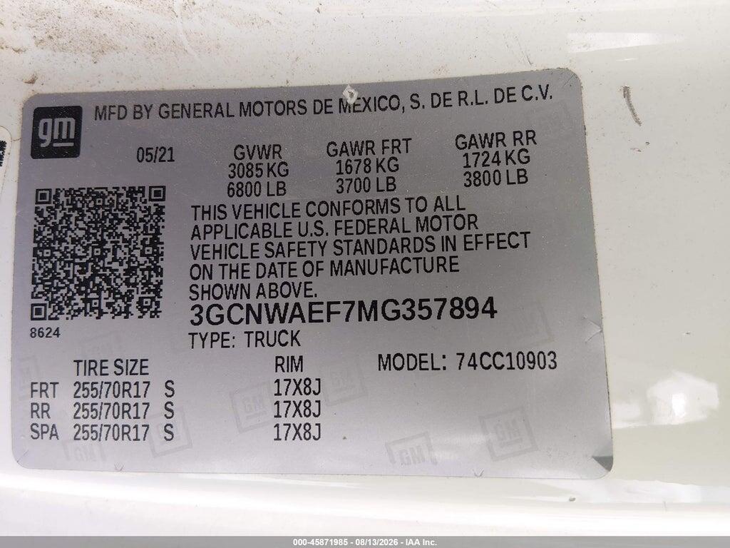 3GCNWAEF7MG357894 2021 CHEVROLET SILVERADO 1500 photo no. 9