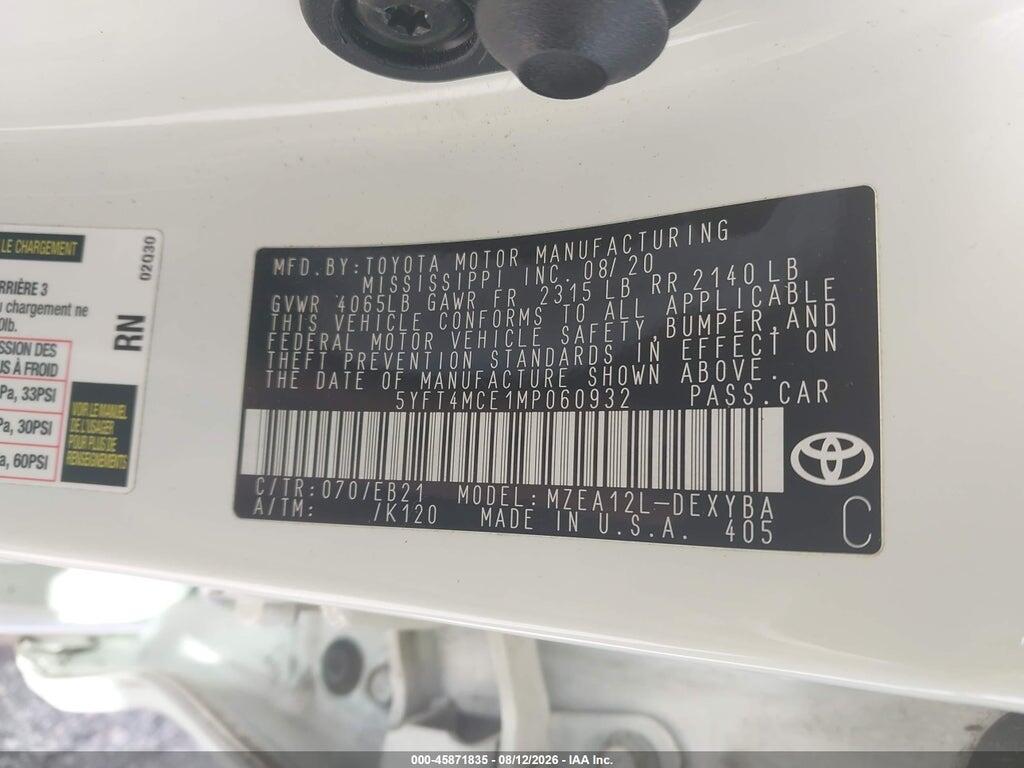 5YFT4MCE1MP060932 2021 TOYOTA COROLLA photo no. 9