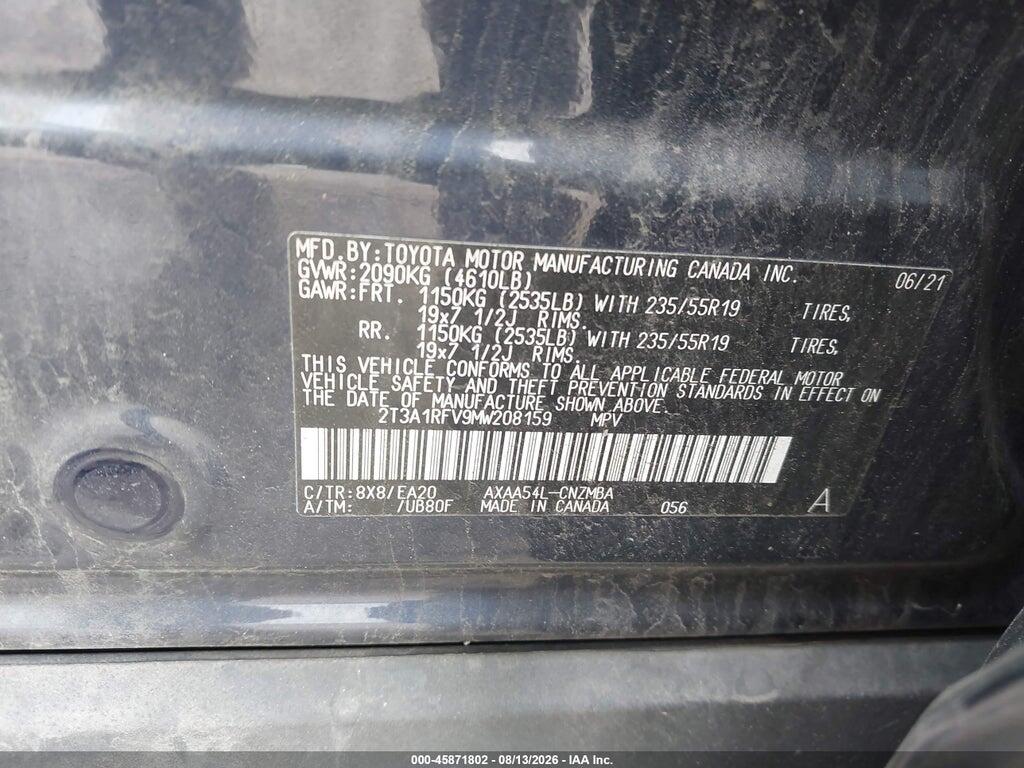 2T3A1RFV9MW208159 2021 TOYOTA RAV4 photo no. 9