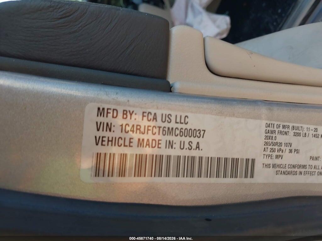 1C4RJFCT6MC600037 2021 JEEP GRAND CHEROKEE photo no. 9