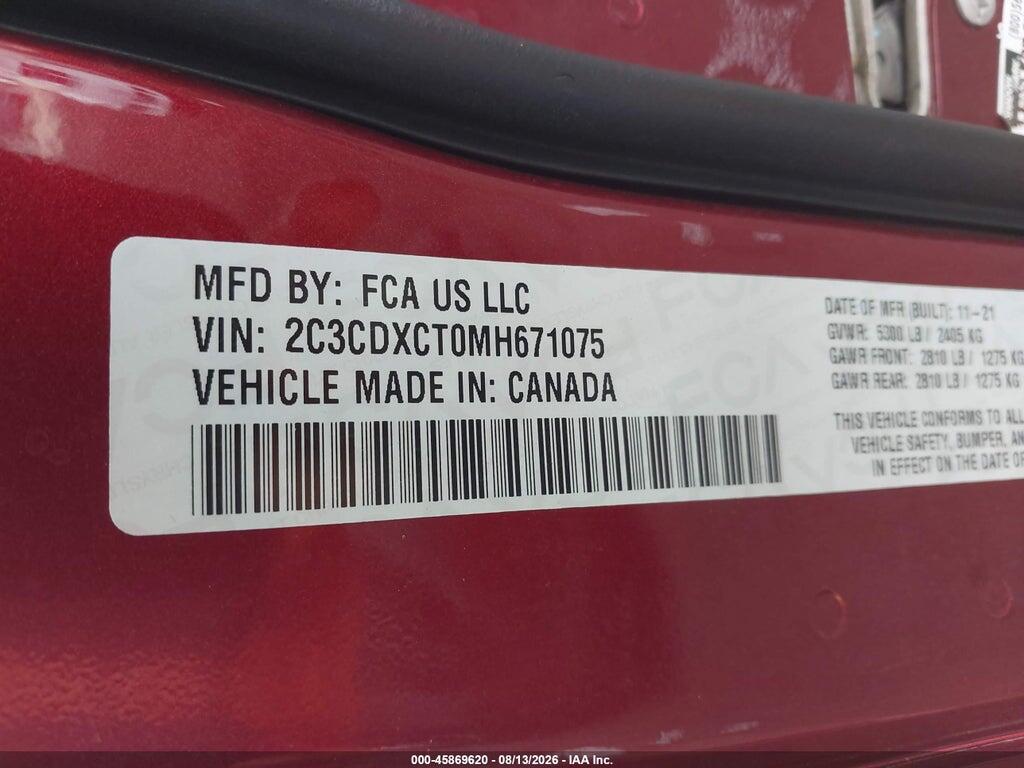 2C3CDXCT0MH671075 2021 DODGE CHARGER photo no. 9