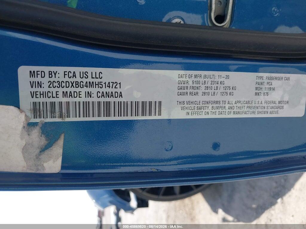 2C3CDXBG4MH514721 2021 DODGE CHARGER photo no. 9
