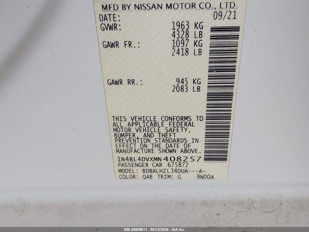 1N4BL4DVXMN408257 2021 NISSAN ALTIMA photo no. 9