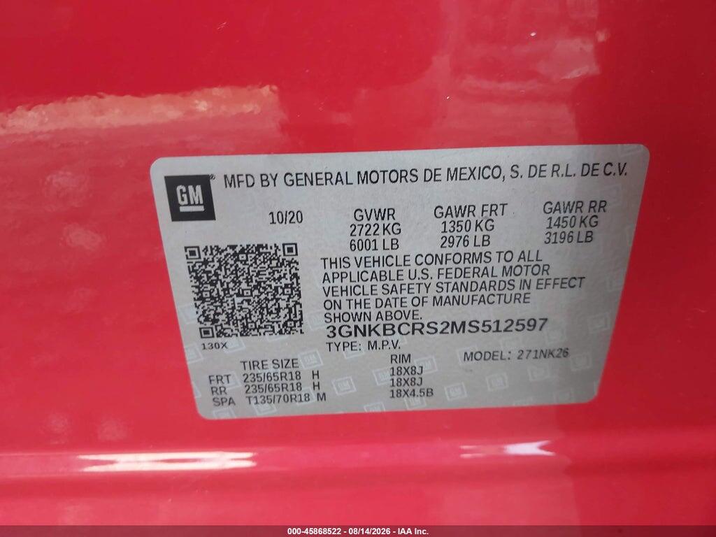 3GNKBCRS2MS512597 2021 CHEVROLET BLAZER photo no. 9