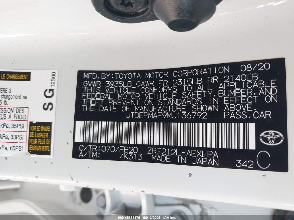 JTDEPMAE9MJ136792 2021 TOYOTA COROLLA photo no. 9
