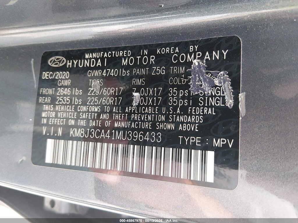 KM8J3CA41MU396433 2021 HYUNDAI TUCSON photo no. 9