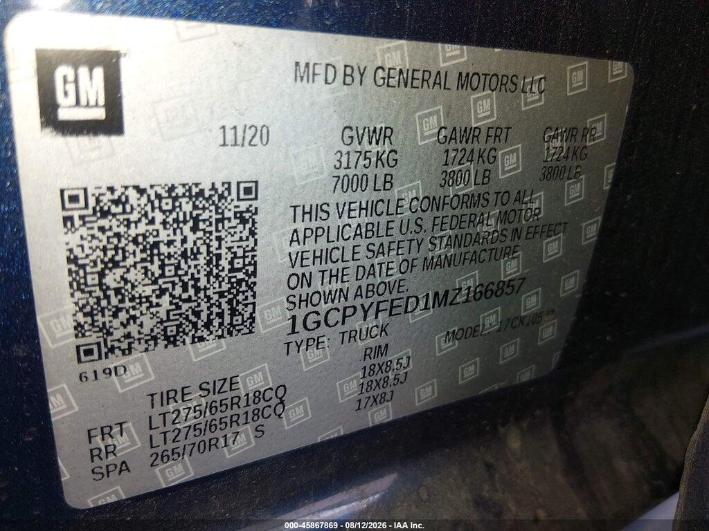 1GCPYFED1MZ166857 2021 CHEVROLET SILVERADO 1500 photo no. 9
