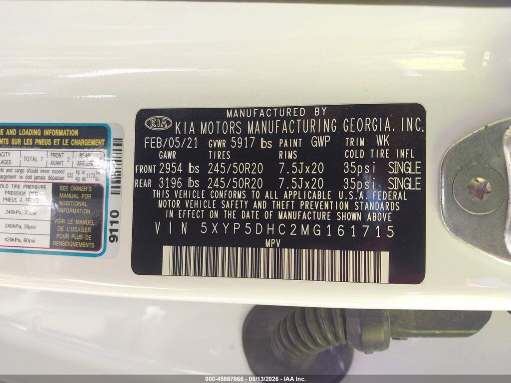 5XYP5DHC2MG161715 2021 KIA TELLURIDE photo no. 9