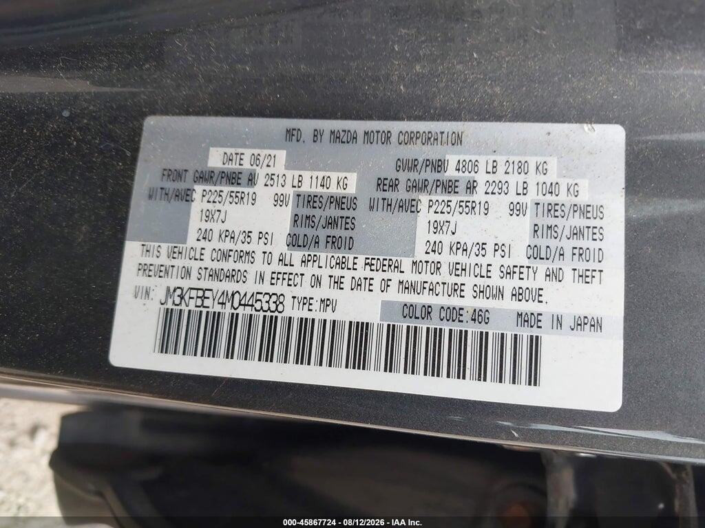 JM3KFBEY4M0445338 2021 MAZDA CX-5 photo no. 9
