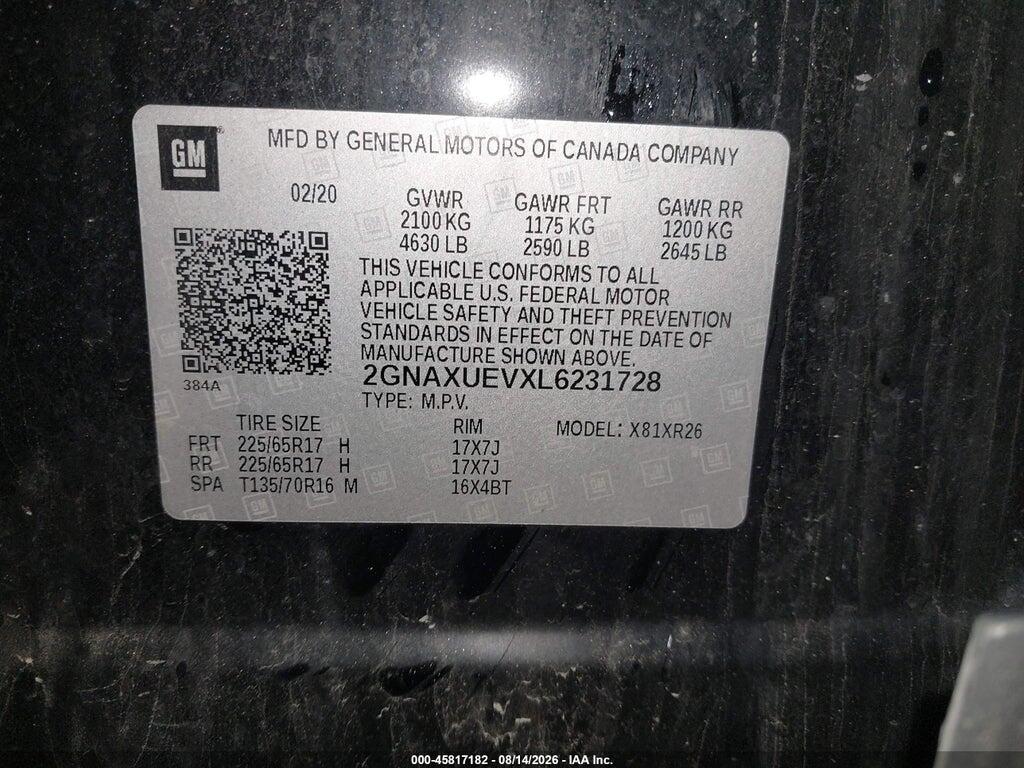 2GNAXUEVXL6231728 2020 CHEVROLET EQUINOX photo no. 9