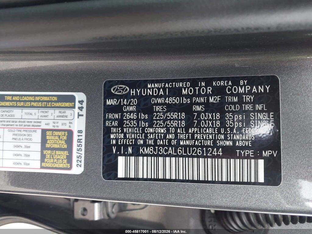 KM8J3CAL6LU261244 2020 HYUNDAI TUCSON photo no. 9