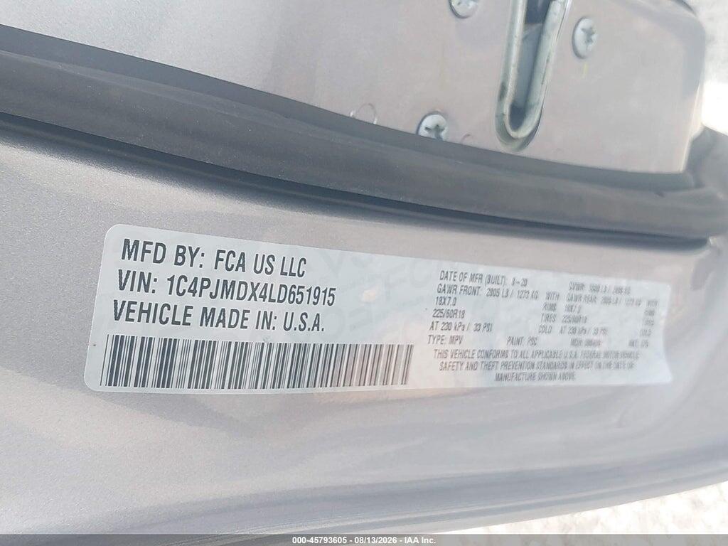 1C4PJMDX4LD651915 2020 JEEP CHEROKEE photo no. 9